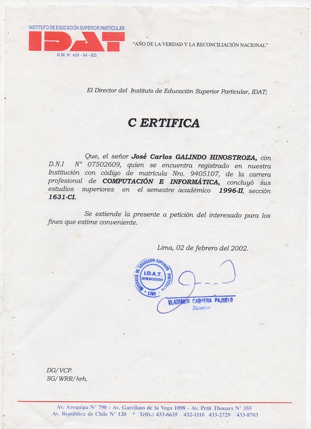 estudie en IDAT pero monstruo en cumputacion no era yo